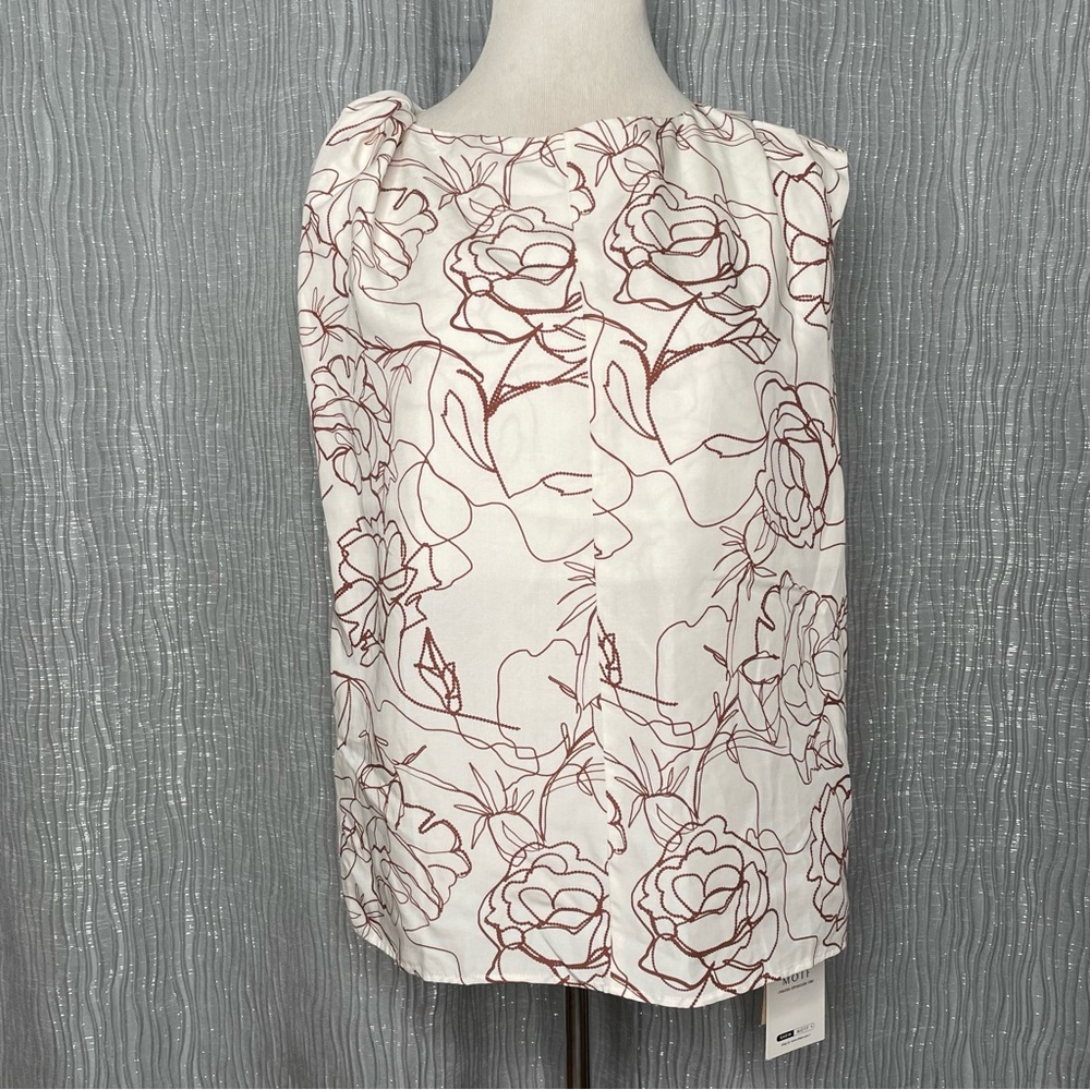 MOTF twisted shoulder linen blend top